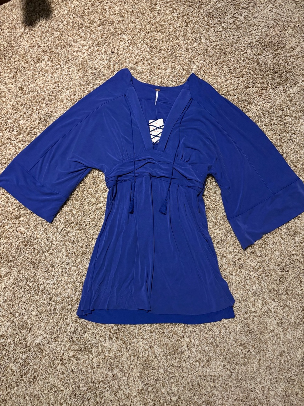 Free People Cobalt Blue Purple Lace-Up Mini Dress sz 8